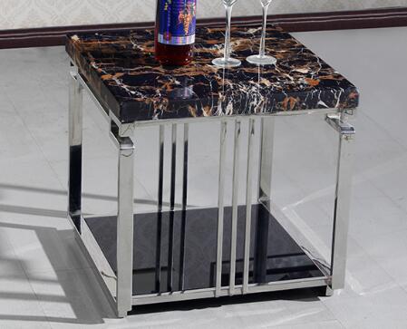 Cadre blanc en métal de table basse de salon de dessus de quartz avec inoxydable poli 0