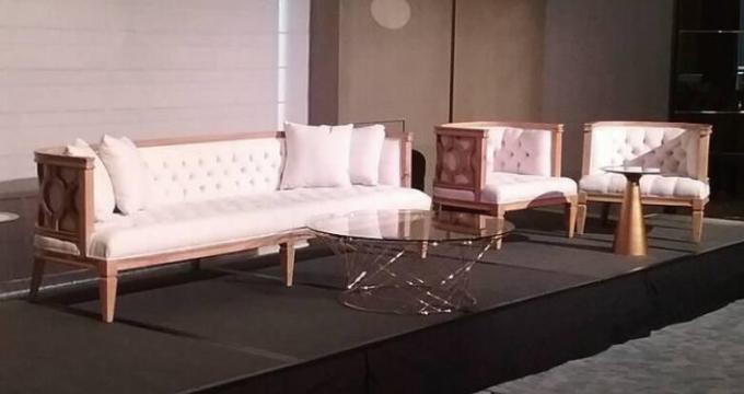 Style français en bois moderne tapissé de chêne de chaises de salle à manger de tissu écologique 1