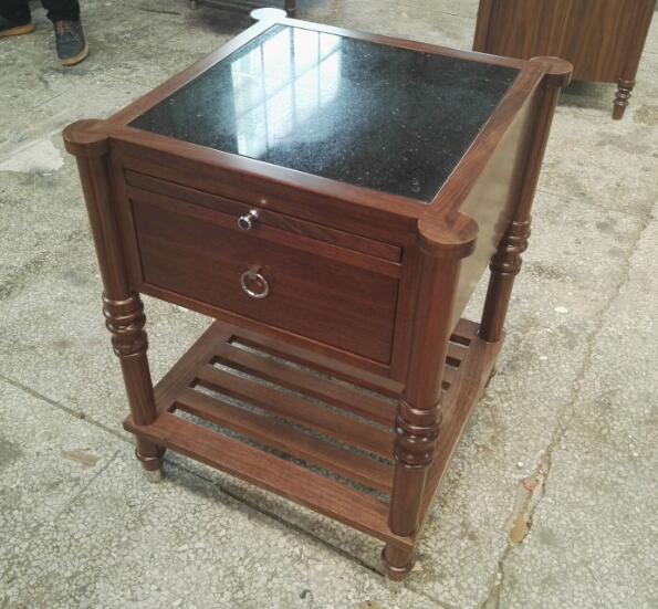 1 bois supérieur de noix de tables de chevet d'hôtel de pierre de tiroir pour le salon 2