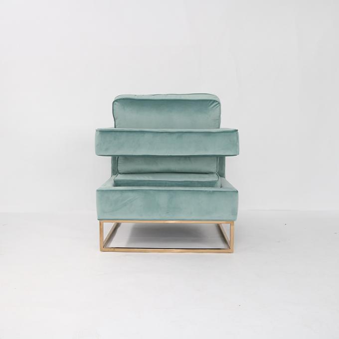 Chaise occasionnelle d'or d'acier inoxydable de velours vert moderne de jambes 0