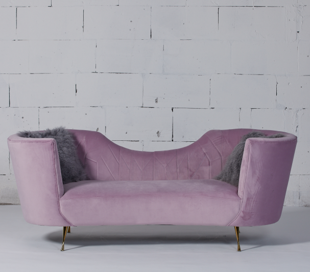 Divan de velours incurvé par roses pâles uniques d'arc de tapisserie d'ameublement 2