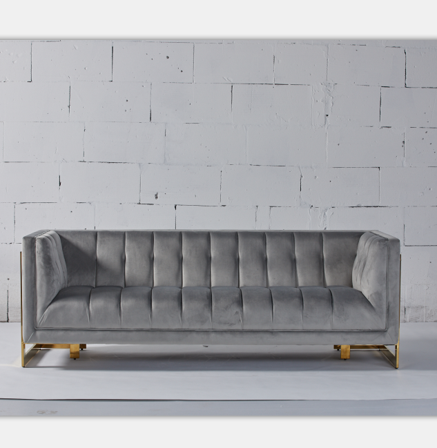 Le tissu de velours a orné le salon moderne Sofa With Hallow Metal Legs 2