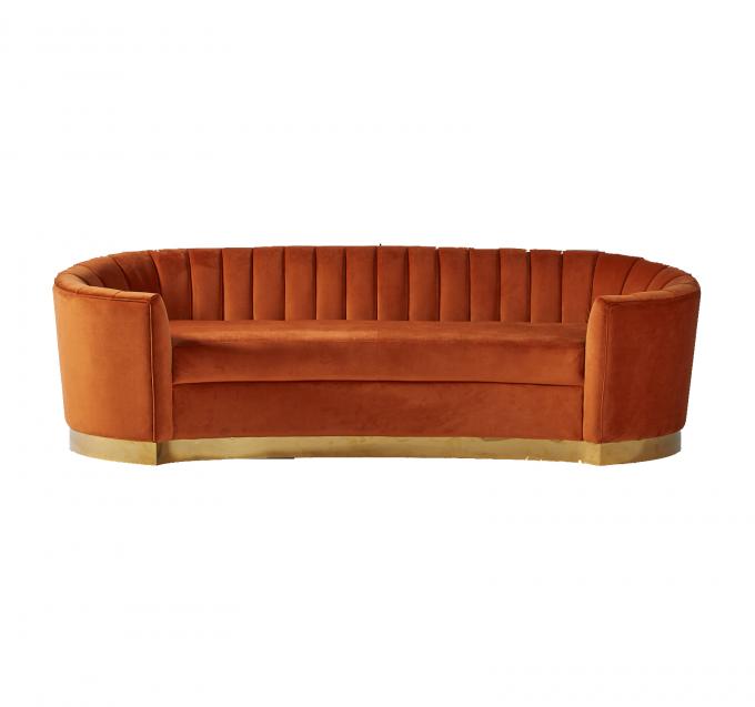 Sofa incurvé par velours orange moderne européen de tissu de style 0