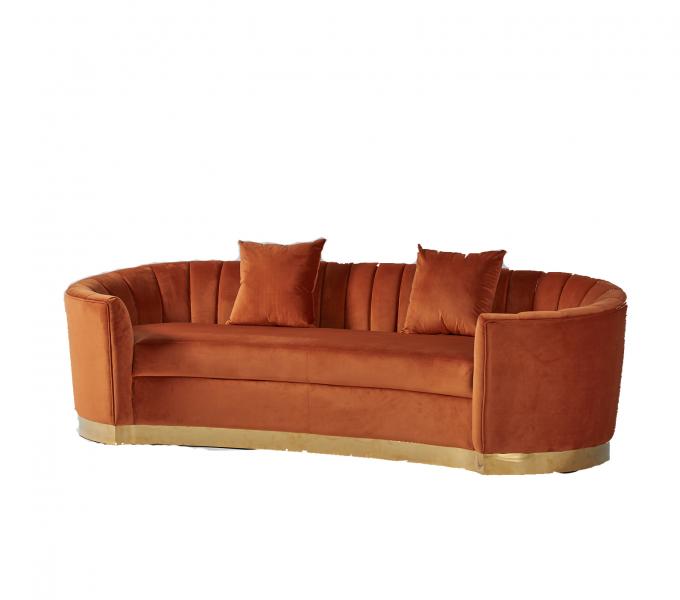 Sofa incurvé par velours orange moderne européen de tissu de style 1