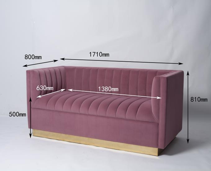Façonnez Sofa With Metal Base orné par velours rose fumeux 0