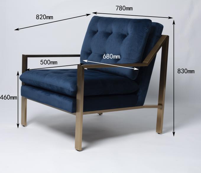 Bouton profond simple de luxe Sofa With Hallow Metal Legs de Blue Velvet 0