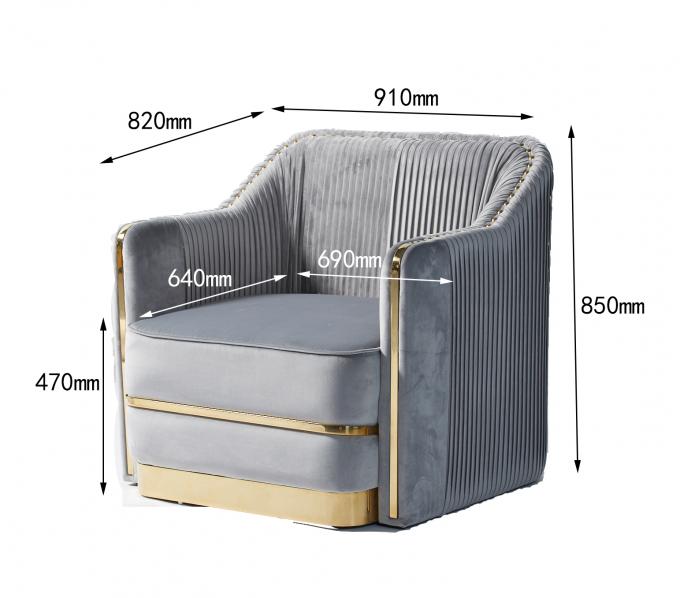 Tissu de luxe léger Sofa With Stainless Steel Decorated simple de velours de style 0