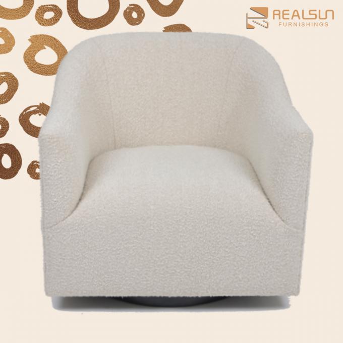 Fauteuil beige simple pelucheux de tissu de luxe moderne de salon 0