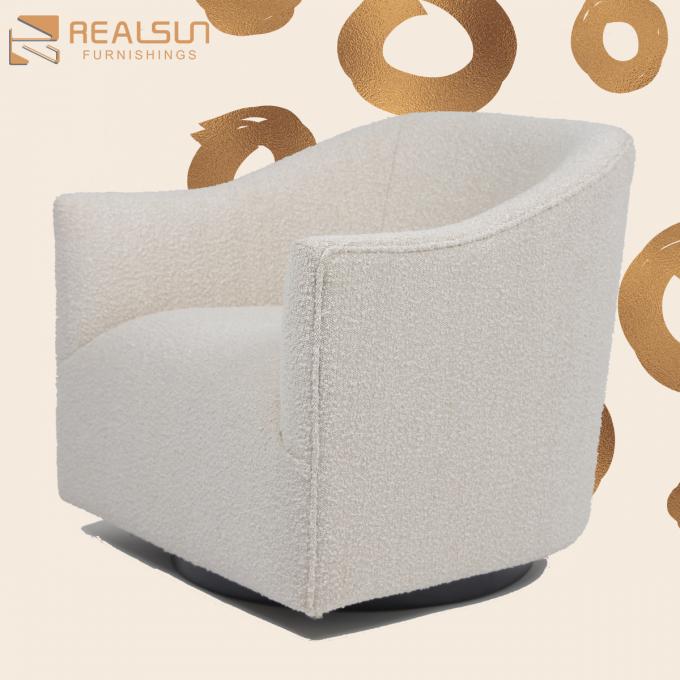 Fauteuil beige simple pelucheux de tissu de luxe moderne de salon 1