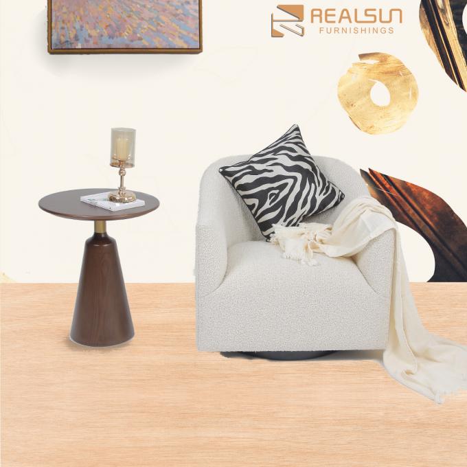 Fauteuil beige simple pelucheux de tissu de luxe moderne de salon 2