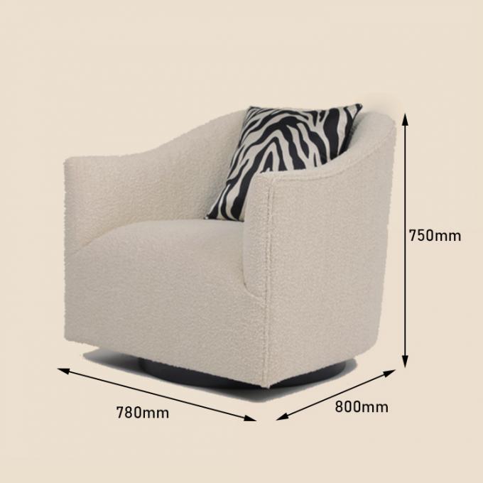 Fauteuil beige simple pelucheux de tissu de luxe moderne de salon 3