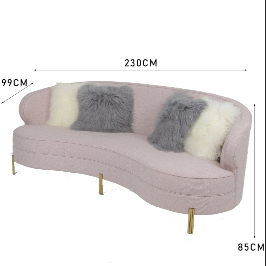 Sofa moderne de Seater du salon 3 de velours de tissu de courbe 0