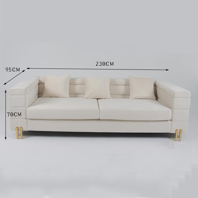 3 le velours de Seater 70cm a orné Sofa With Slim Metal Leg 0
