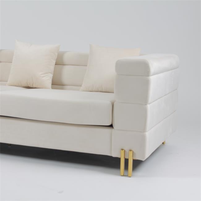 3 le velours de Seater 70cm a orné Sofa With Slim Metal Leg 1