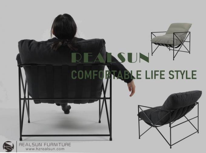 Tissu simple paresseux Sofa With Down Filling d'ODM de loisirs de fer travaillé 3