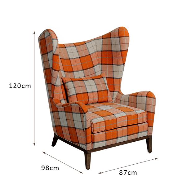 Taille imperméable arrière élevée de siège unique Sofa Chair 120cm de tissu 0