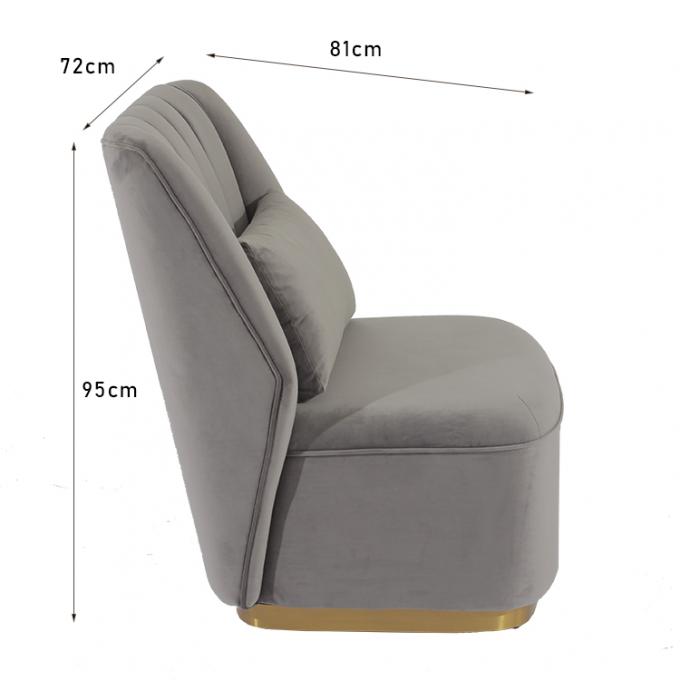 tissu Gray Armchair For Cafe de velours de loisirs de taille de 95cm 0