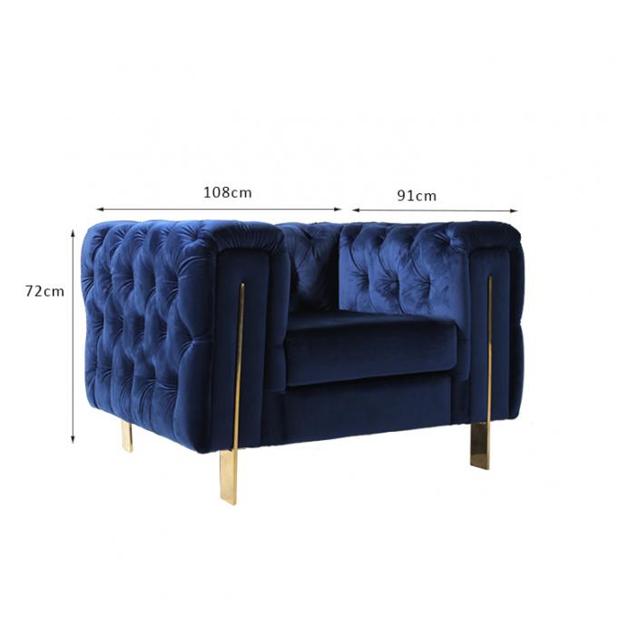 Bouton royal confortable de chaise de L108cm Blue Velvet pour le salon 0