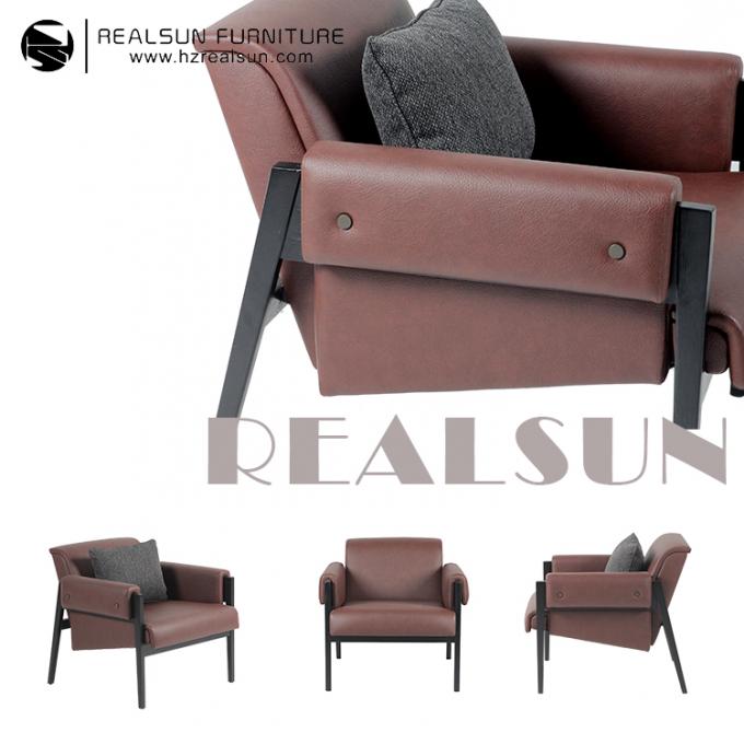 Les meubles d'hôtel ont placé la taille occasionnelle 73cm de chaise de cadre en cuir en métal d'unité centrale 1