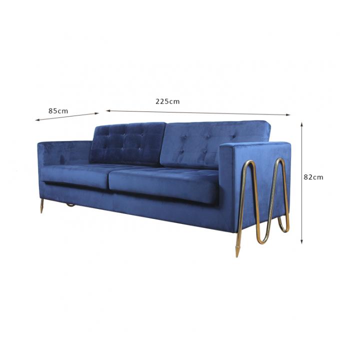 Sofa W 225cm de tissu de Small Apartment Modern de concepteur d'acier inoxydable 0