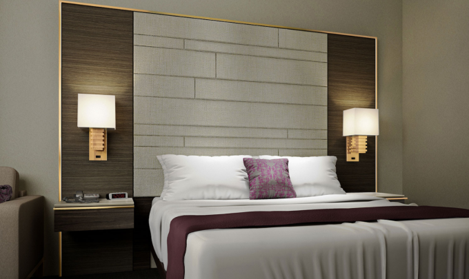Meubles de luxe modernes de chambre à coucher de forces de défense principale de contreplaqué pour l'hôtel 0