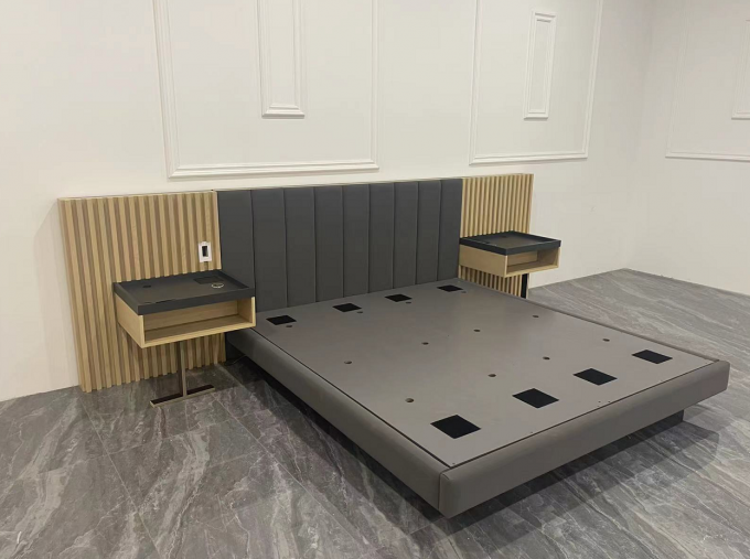 La chambre à coucher en bois solide faite sur commande de meubles d'hospitalité de chêne place la conception de luxe 0