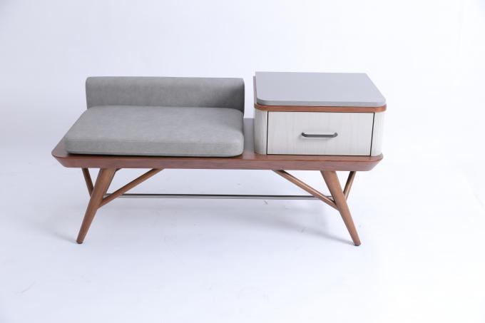 Banc de bagage de tapisserie d'ameublement de chambre à coucher d'hôtel avec des jambes en bois solide de tiroir 0