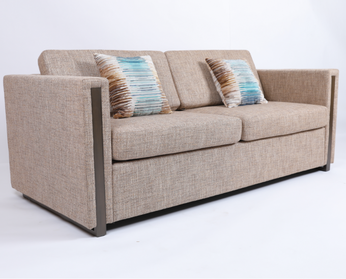 Le tissu a tapissé la conception moderne de luxe de luxe de dormeur de sofa de la Reine d'hôtel de bras 0