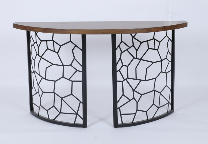 Table basse faite sur commande avec l'antiquité supérieure en bois de cadre en métal 1