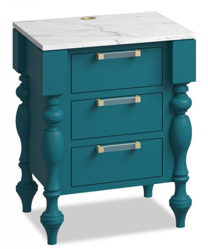 Table de chevet faite sur commande de support de nuit dans le dessus en bois et de marbre solide moderne 1
