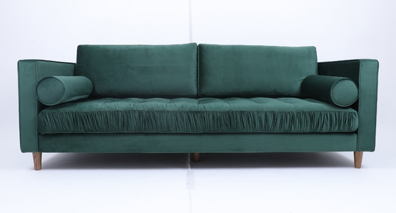acheter Rétro tissu industriel 3 Seater Sofa Homestay Light Luxury Green de velours de style fabrication en ligne