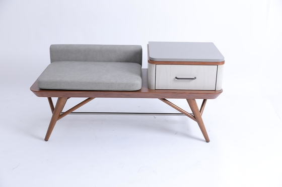 acheter Banc de bagage de tapisserie d'ameublement de chambre à coucher d'hôtel avec des jambes en bois solide de tiroir fabrication en ligne