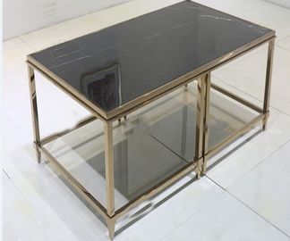 acheter Tableau latéral supérieur de pierre contemporaine noire de table basse de salon de cadre en métal fabrication en ligne
