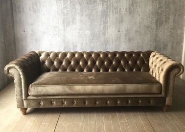 acheter Grey Crushed Velvet Sofa Three moderne Seater/tapisserie d'ameublement Sofa Oak Wood de tissu fabrication en ligne