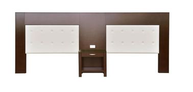 acheter Tête de lit en bois solide de noix pour des grands lits avec des hub de puissance, couleur foncée fabrication en ligne
