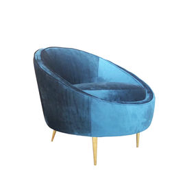 acheter 2018 sofa simple de velours bleu de Hotsale, chaise longue de velours avec les jambes d'or en métal fabrication en ligne