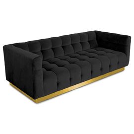 acheter Sofa classique de luxe de salon de velours de noir de recliner de meubles européens avec à base métallique d'or fabrication en ligne