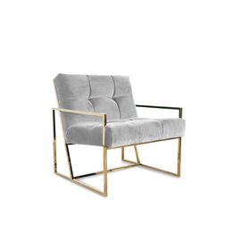 acheter Chaise moderne simple inoxydable d'or de loisirs de Blue Velvet de marine avec des meubles de bouton fabrication en ligne