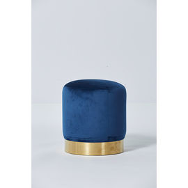 acheter La tapisserie d'ameublement moderne Blue Velvet enfoncent le banc d'Ottoman avec à base métallique fabrication en ligne