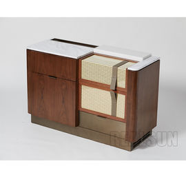 acheter Raboteuse fonctionnelle de chambre d'hôtel de console de placage de noix avec du laiton balayé à base métallique fabrication en ligne