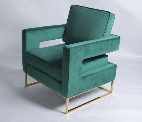 acheter Chaise occasionnelle d'or d'acier inoxydable de velours vert moderne de jambes fabrication en ligne