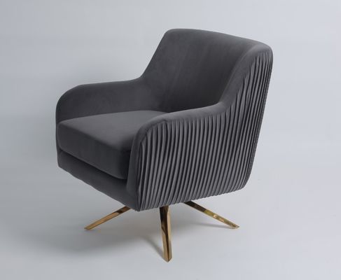 acheter Chaise d'accent de Grey Velvet Gold Stainless Swivel d'Européen fabrication en ligne