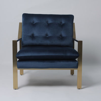 acheter Bouton profond simple de luxe Sofa With Hallow Metal Legs de Blue Velvet fabrication en ligne