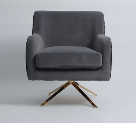 acheter Jambes Grey Velvet Armchair moderne d'acier inoxydable d'or fabrication en ligne