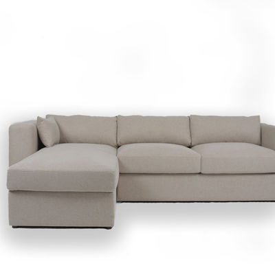 acheter Contemporain 3 Seater L sofa sectionnel de velours blanc de tissu de forme fabrication en ligne