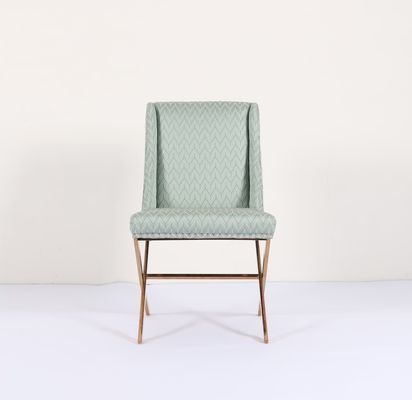 acheter Le tissu bleu de H84cm a tapissé diner des chaises avec la base de l'or solides solubles fabrication en ligne