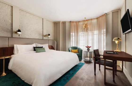 acheter La chambre à coucher commerciale d'hôtel a dévoilé la conception moderne faite sur commande fabrication en ligne