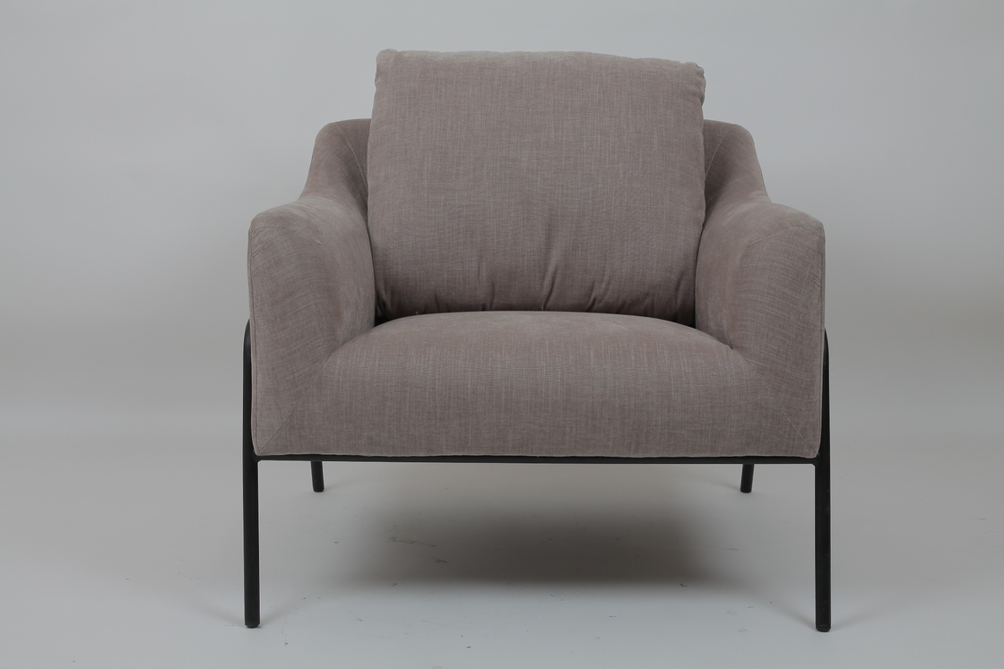 Fashion Modern Living Room Sofa Upholstered Grey With Black Metal Frame