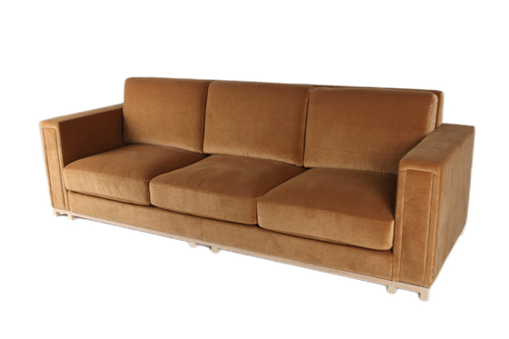Un bon prix. Cadre en bois solide de Seat de velours de maison du sofa orange 3 de salon en ligne