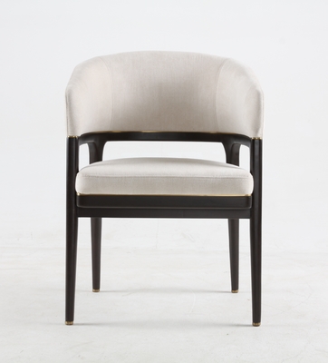Un bon prix. Chaise de salle à manger de loisirs de qualité commerciale de salon de tissu de luxe blanc en bois de hêtre massif en ligne